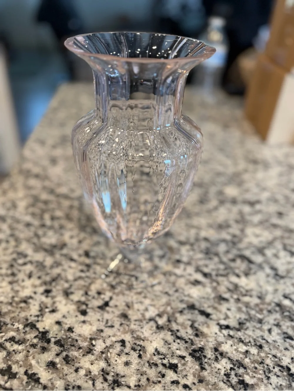 Vintage Tiffin Style Pink Ribbed glass vase